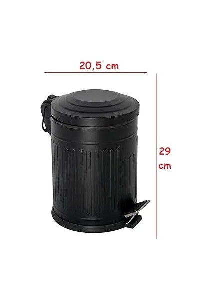 5-12- 16 Lt Vintage Serisi Amortisör Kapaklı Çöp Kovası (Banyo - Mutfak - Tuvalet - Balkon) (Siyah, 5 Litre) fiyatları