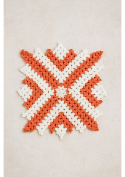 El Yapımı Turuncu-Beyaz Yıldız Desenli Çok Amaçlı – Modern ve Zarif El Örgüsü Banyo Lifi/motif fiyatları