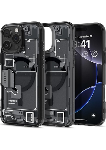 iPhone 16 Pro Max Ince Magsafe Kılıf Ultra Hybrid Sararma Karşıtı Duraclear™ Hava Kanalı Teknolojisi™ Askeri Sınıf Koruma Magfit Zero One Black Tasarım Kapak - ACS08004