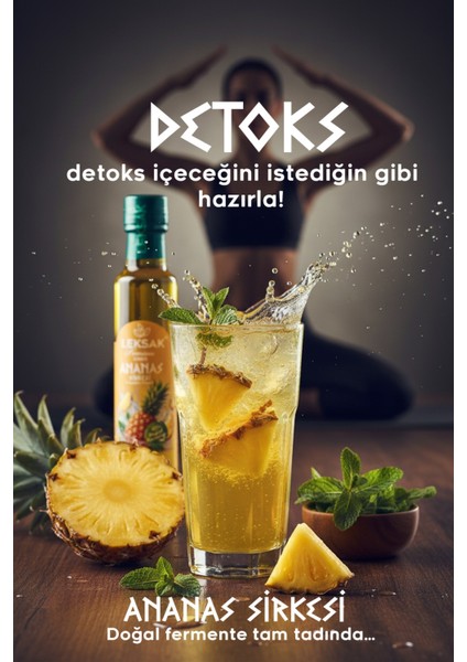 Ananas Sirkesi 250ML Detoks Sirke Cam Şişede %100 Doğal Fermente - Detox Form Sirkesi fırsatları