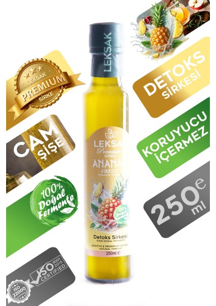 Ananas Sirkesi 250ML Detoks Sirke Cam Şişede %100 Doğal Fermente - Detox Form Sirkesi