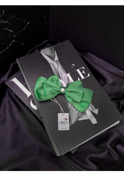 Kadın Saten Fiyonk Saç Tokası / Pastel Fıstık – Timsah (Pens) Klipsli fiyatları