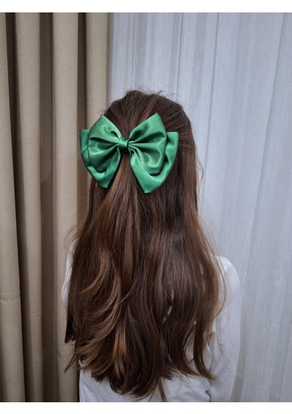 Kadın Saten Fiyonk Saç Tokası / Pastel Fıstık – Timsah (Pens) Klipsli modelleri