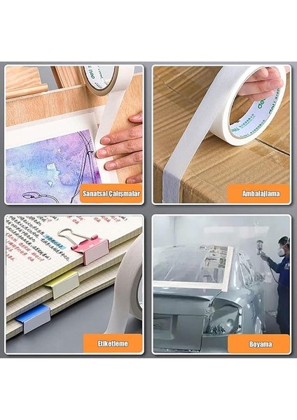 2 Adet Maskeleme Bandı Boya Bandı 18MM x 25M Kağıt Bant fırsatları