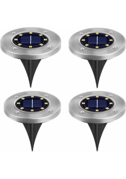 4 Adet 8 Led’li Gömme Solar Güneş Enerjili Zemin Yol Bahçe Aydınlatma Spot Lambası Su Geçirmez