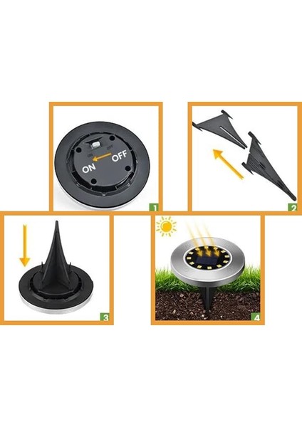 4 Adet 8 Led’li Gömme Solar Güneş Enerjili Zemin Yol Bahçe Aydınlatma Spot Lambası Su Geçirmez fiyatları
