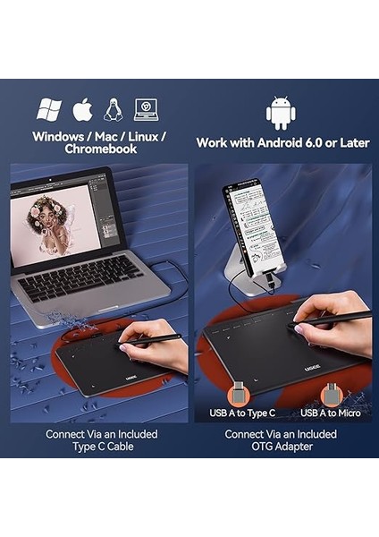 Grafik Çizim Tableti, S640 Dijital Çizim Pedi, 10 Kısayol Tuşlu, 6,34X4 Inç Kalem Tablet, 8192 Seviyeli Pilsiz Stylus Desteği Android/windows/mac Os/chrome Os/linux indirimleri