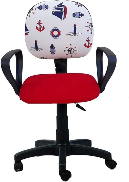 Gemici Desenli Ofis Büro Sekreter Koltuğu Çapalı Kumaş Döşeme Ayarlı Sandalye Çocuk Odası Ders Sanda (Mavi) fırsatları