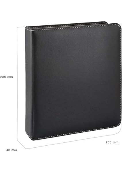 A533S A5 Suni Deri Sırt 4 Halkalı Elite Klasör, Siyah, A5, 4 cm modelleri