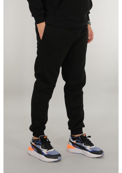 Erkek Siyah Eşofman Altı Rahat Kesim 3 Iplik Şardonlu Ipli Ribana Bel fiyatları