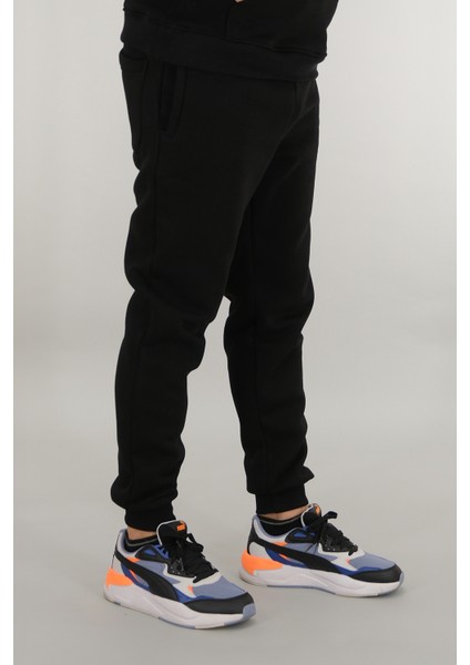 Erkek Siyah Eşofman Altı Rahat Kesim 3 Iplik Şardonlu Ipli Ribana Bel indirimleri