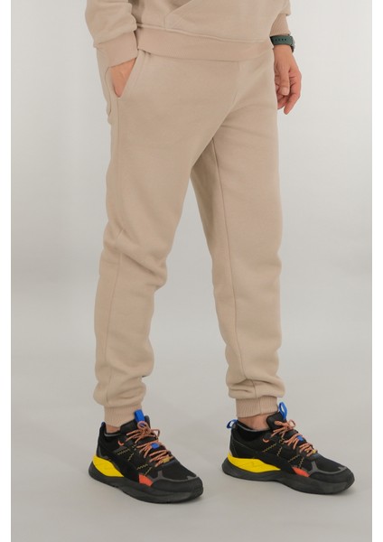 Erkek Bej Eşofman Altı Rahat Kesim 3 Iplik Şardonlu Ipli Ribana Bel fiyatları