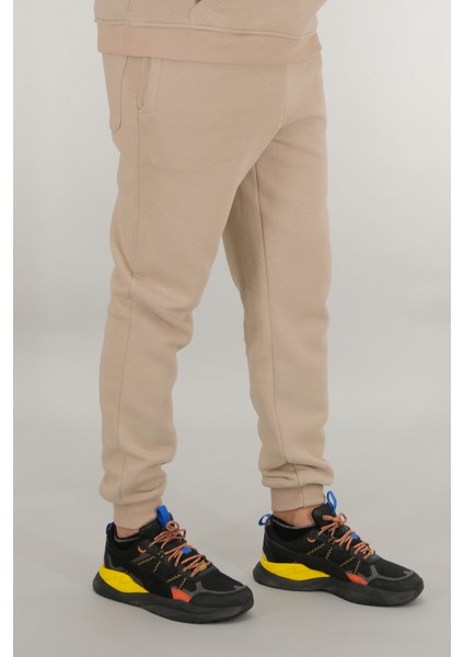 Erkek Bej Eşofman Altı Rahat Kesim 3 Iplik Şardonlu Ipli Ribana Bel indirimleri