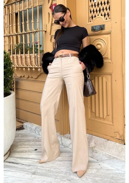 Taş Rengi Yüksek Bel Kumaş Pantolon MG2285 fiyatları