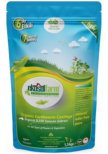 Solucan Gübresi 2x1,5 kg Toplam 3 kg Organik Gübre Worm Castings fiyatları