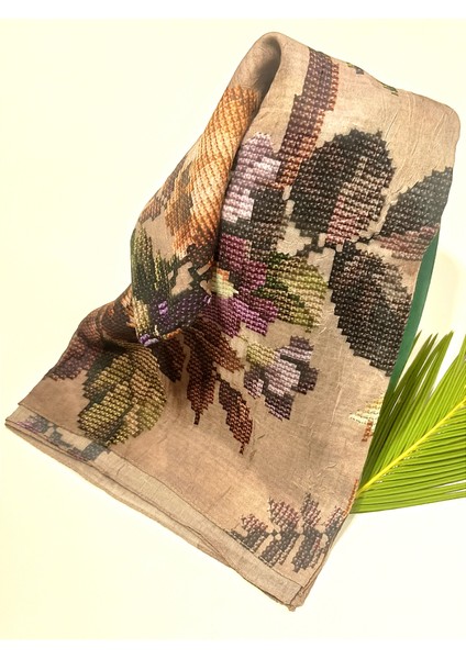 90X90 Lüks Figürlü Gösterişli Dökümlü Eşarp fiyatları