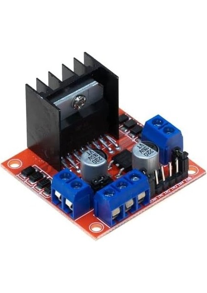 L298N Voltaj Regulatörlü Çift Motor Sürücü Kartı (Kırmızı Pcb)