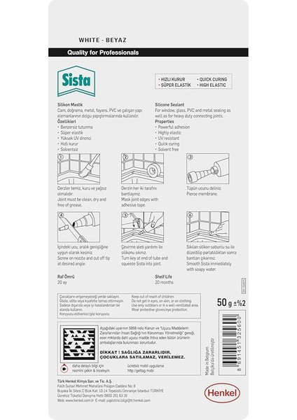 Universal Silikon, Üstün KALITE%100 Beyaz Silikon, Mutfak, Banyo ve Pencereler Için Hızlı Kuruyan Dolgu Macunu, Sararma ve Küflenme Yapmaz, 50 gr Tüp fiyatları