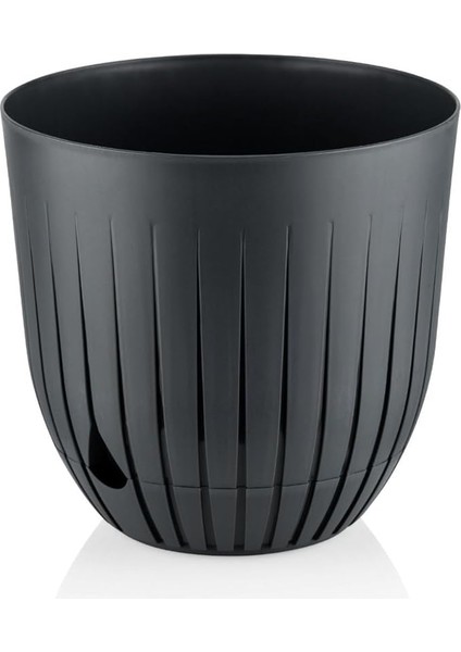 Saksı Tabaklı Delikli Plastik Çiçek Saksısı (Gri, 2 Litre)