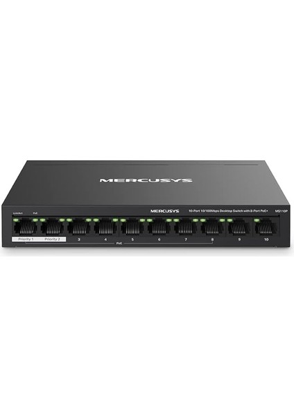 MS110P, 10-Port 10/100MBPS Desktop Switch With 8-Port Poe+