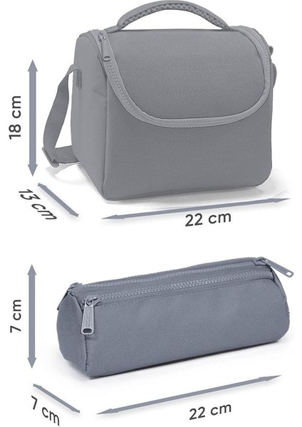 High Erkek Çocuk Mavi Lacivert Kamuflaj Thermo Beslenme Çantası ve Üç Bölmeli Kalem Çantası Seti fiyatları