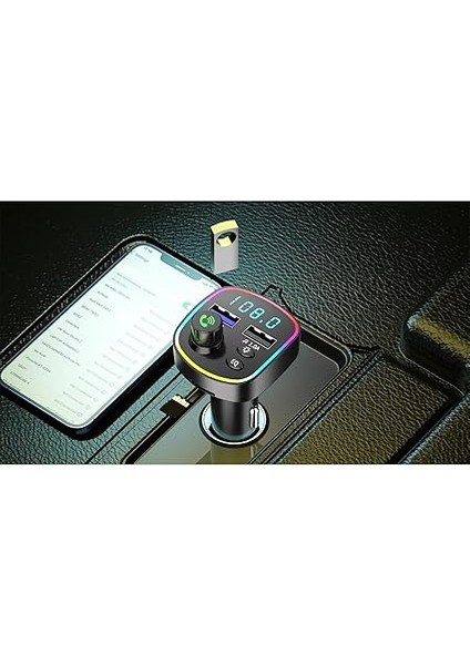 Rgb Renkli Fm Transmitter Mp3 Çalar Bluetooth 5.3 Çakmaklık Hızlı Şarj Aleti (Rgb LED Işıklı Bt 5.0) indirimleri