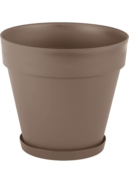 YS06 Yalı Saksı Drenaj Aparatlı Tabaklı Dekoratif Saksı 37CM, 23 Litre Mocha