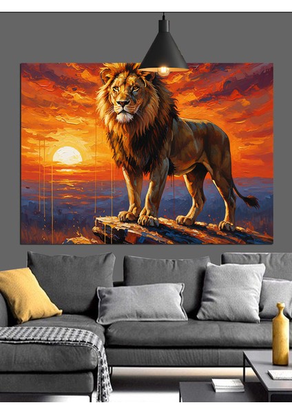Aslanın Ateşli Bakışları Dekoratif Kanvas - Mdf Ahşap Tablo fiyatları