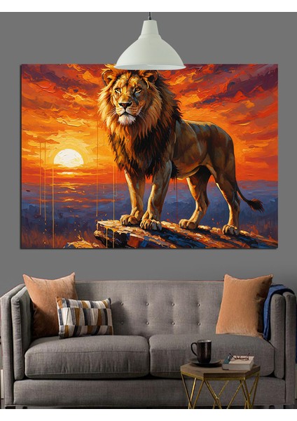 Aslanın Ateşli Bakışları Dekoratif Kanvas - Mdf Ahşap Tablo modelleri