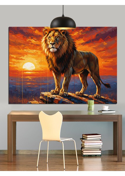 Aslanın Ateşli Bakışları Dekoratif Kanvas - Mdf Ahşap Tablo fırsatları