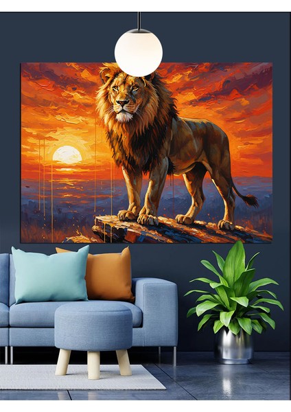 Aslanın Ateşli Bakışları Dekoratif Kanvas - Mdf Ahşap Tablo indirimleri