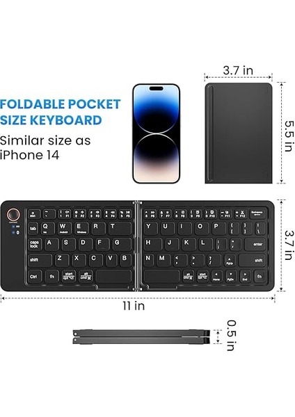 Mini Katlanabilir Bluetooth Klavye Taşınabilir ve Telefon Standı iPhone ile Uyumlu iPad ile Uyumlu Mac ile Uyumlu Android Windows ile Uyumlu Ultra Ince Alüminyum Seyahat Katlanır Siyah Z671 indirimleri