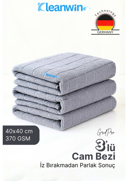 Gridpro 3’lü Mikrofiber Mutfak Bezi 40X40 cm – Çok Amaçlı Iz Bırakmayan Temizlik Bezi