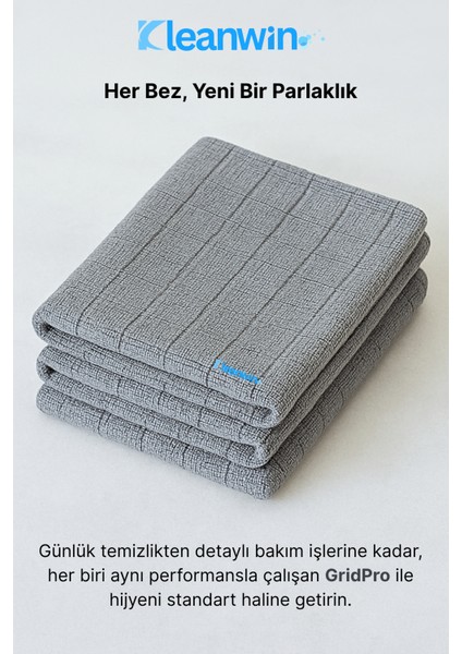 Gridpro 3’lü Mikrofiber Mutfak Bezi 40X40 cm – Çok Amaçlı Iz Bırakmayan Temizlik Bezi fırsatları