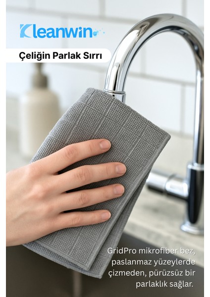 Gridpro 3’lü Mikrofiber Mutfak Bezi 40X40 cm – Çok Amaçlı Iz Bırakmayan Temizlik Bezi