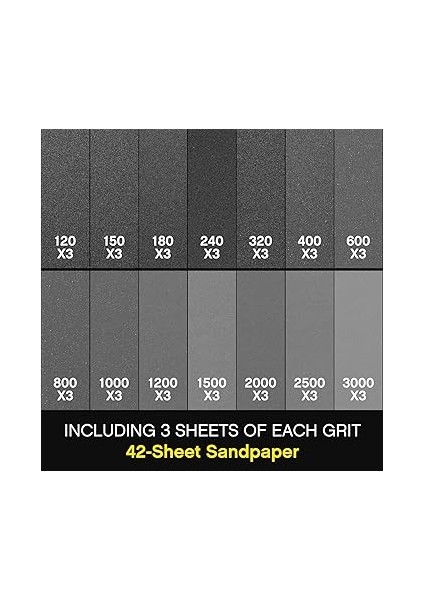 Islak ve Kuru Zımpara Kağıdı, 42 Adet Karışık Zımpara Kağıdı, 120 Ila 3000 Islak ve Kuru Zımpara Kağıdı, Ahşap Mobilya Son Kat Metal Zımpara Otomotiv Parlatma, 22 x 3,6 Inç Zımpara Kağıdı fiyatları