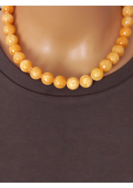 Doğaltaş Kolye;kalsit Ceyt Taşı ile Tasarlanmıştır.