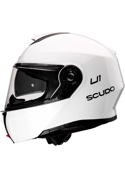 U1 Modüler Çene Açılır Güneş Vizörlü Motosiklet Kaskı Ece 22.06 Sertifikalı Beyaz