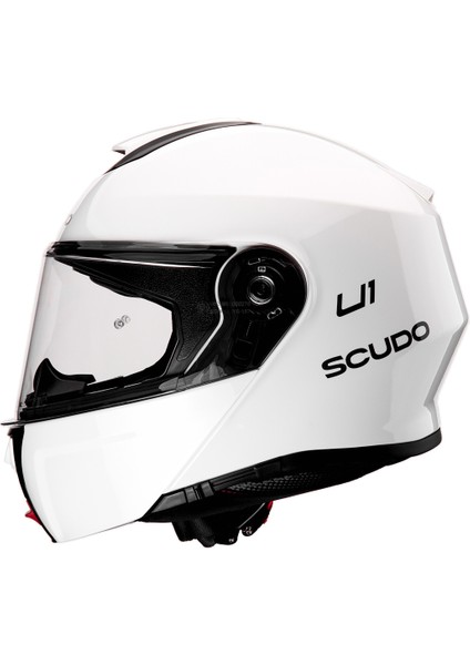 U1 Modüler Çene Açılır Güneş Vizörlü Motosiklet Kaskı Ece 22.06 Sertifikalı Beyaz