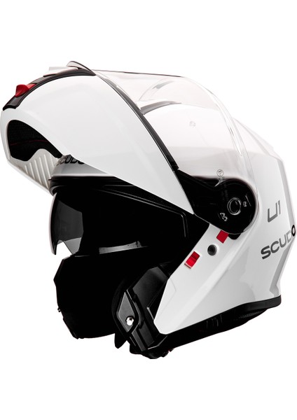 U1 Modüler Çene Açılır Güneş Vizörlü Motosiklet Kaskı Ece 22.06 Sertifikalı Beyaz