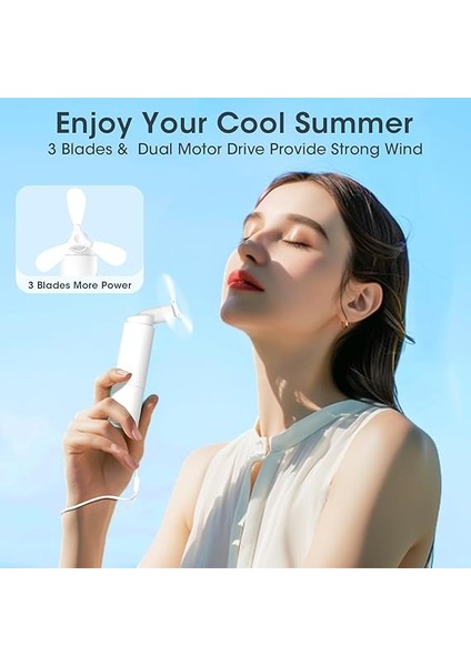 Taşınabilir Fan Taşınabilir Mini Fan Küçük Fanlar USB Şarj Edilebilir Pil Seyahat Ofis Ev Için Katlanabilir Taşınabilir Fanlar Açık Hava Hediyeleri-Beyaz fiyatları