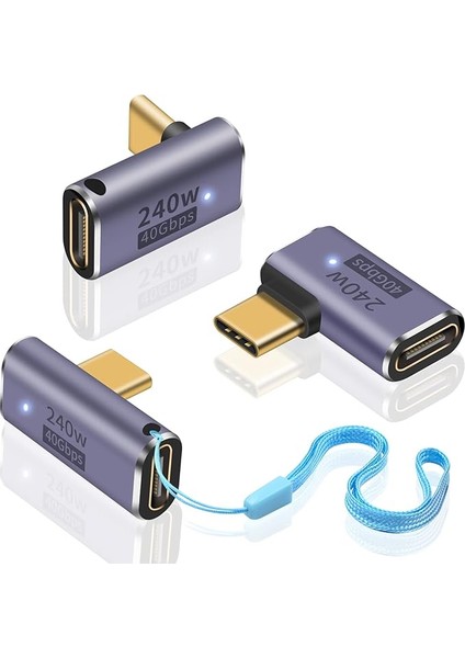 USB C 90 Derece Adaptör 240W, Dik Açı 40 Gbps, Pd Erkek-Dişi Genişletici 8k Video Desteği, Dizüstü Bilgisayar, Tablet ve Telefonlar Için USB 4 Kablosu
