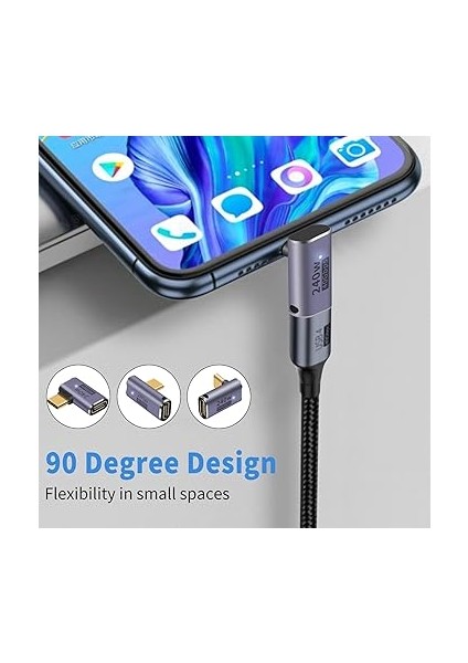 USB C 90 Derece Adaptör 240W, Dik Açı 40 Gbps, Pd Erkek-Dişi Genişletici 8k Video Desteği, Dizüstü Bilgisayar, Tablet ve Telefonlar Için USB 4 Kablosu fırsatları