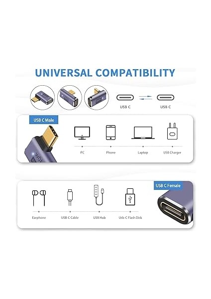 USB C 90 Derece Adaptör 240W, Dik Açı 40 Gbps, Pd Erkek-Dişi Genişletici 8k Video Desteği, Dizüstü Bilgisayar, Tablet ve Telefonlar Için USB 4 Kablosu indirimleri
