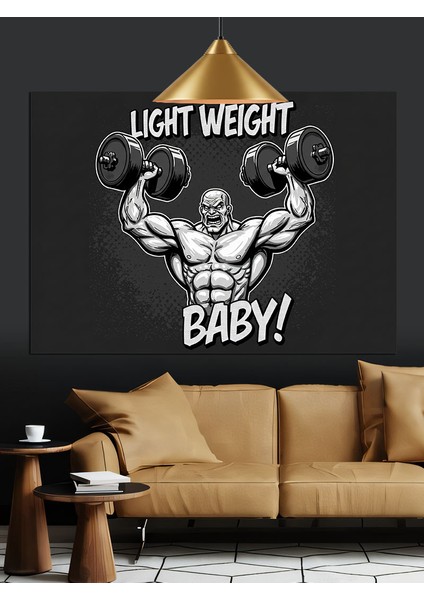 Hafif Ağırlık Bebek Kaslı Adam Dekoratif Kanvas - Mdf Ahşap Tablo