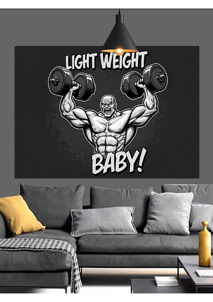 Hafif Ağırlık Bebek Kaslı Adam Dekoratif Kanvas - Mdf Ahşap Tablo fiyatları