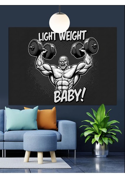 Hafif Ağırlık Bebek Kaslı Adam Dekoratif Kanvas - Mdf Ahşap Tablo indirimleri