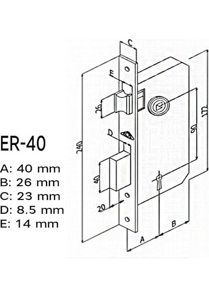 Nikel Saten Oda Kapı Kolu + Hok Er-40 Ekstra Gömme Kilit Iç Kapı Oda Kilidi Rulmanlı Köşeli 40 mm Takım modelleri