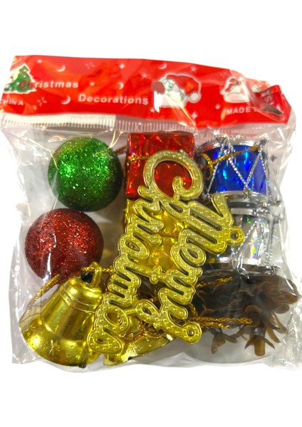 Yılbaşı Süsleri 12 Li Paket Karışık Parlak Renkli 3-5 cm Yılbaşı Ağacı Süsleri modelleri
