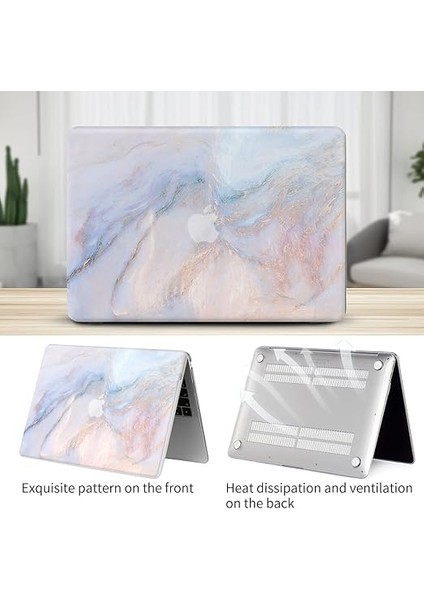 MacBook Pro 13 Inç Laptop Kılıfı 2020 Release M1 A2338/A225/A2289 Touch Id ile Uyumlu Kılıf, Mermer Beyaz Desen Tasarımlı Koruyucu Plastik Sert Kabuk Kılıf ve Klavye Kapağı fiyatları